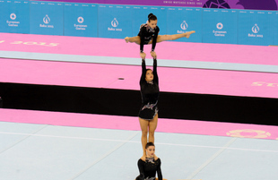 I Avropa Oyunlarında azərbaycanlı gimnastlar akrobatika yarışlarında final mərhələsinə çıxdı. Bakı, Azərbaycan, 17 iyun 2015